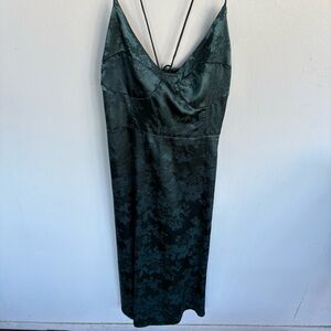 Cider Teal Floral Satin Dress